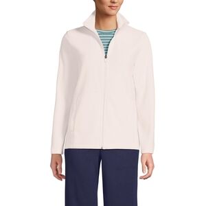 Lands' End Womens Anyweather Full Zip Fleece Jacket Ivory Latte Petite X-Small